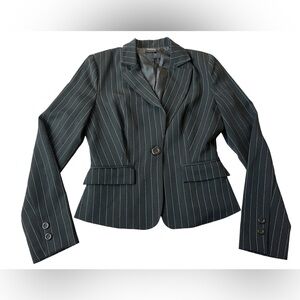 VINTAGE XOXO PIN STRIPE BLACK BLAZER MEDIUM WOMENS